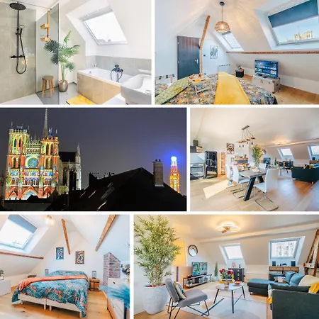 Grand Duplex 120m2 - Vue Cathédrale - 6 pers - Parking Appartement Amiens